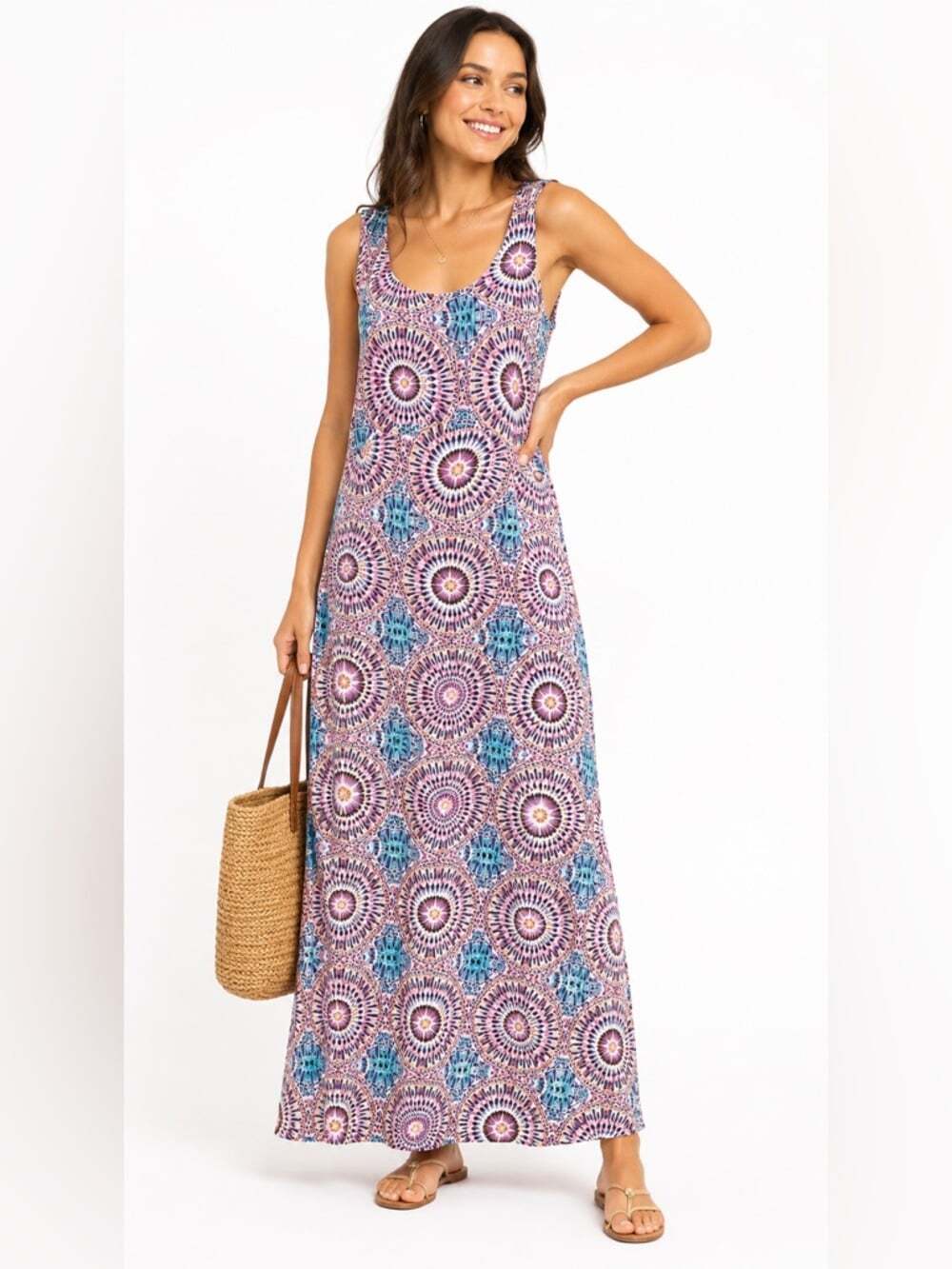 YEST Multicolor Geometric Maxi Dress Women’s Size 6 Boho Festival Hippie Chic